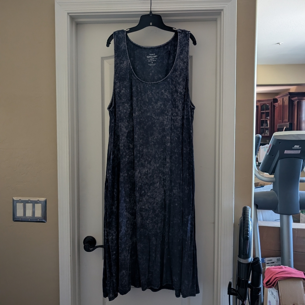 Torrid Blue Mineral Wash Sleeveless Tank Dress Size 5